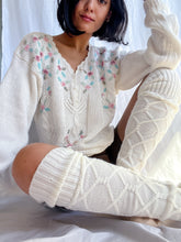 Load image into Gallery viewer, 1980’s Vintage Embroidered Floral Knit Sweater (XS-M)
