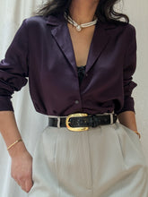 Load image into Gallery viewer, 100% Silk Eggplant Color Button Up Blouse (XS-L)
