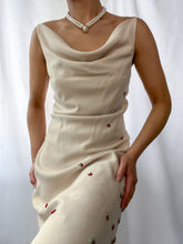 Load image into Gallery viewer, 1990&#39;s Vintage Beaded Cherry Accent Dress Cowl Neck Dress (XS-S)
