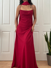Load image into Gallery viewer, 1990's Vintage Bias Cut Cherry Red Cowl Neck Evening Gown (M/L)
