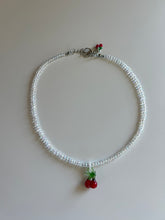 Load image into Gallery viewer, Handmade by Pa Thoy- Iridescent Beaded Glass Blown Cherry Necklace by Plum Blossom Jewelry
