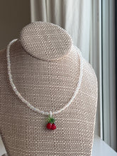 Load image into Gallery viewer, Handmade by Pa Thoy- Iridescent Beaded Glass Blown Cherry Necklace by Plum Blossom Jewelry
