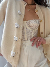 Load image into Gallery viewer, 100% Cashmere 1980’s Vintage Cardigan with Hand-Embroidered Sheep — Made in Scotland
