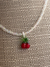 Load image into Gallery viewer, Handmade by Pa Thoy- Iridescent Beaded Glass Blown Cherry Necklace by Plum Blossom Jewelry
