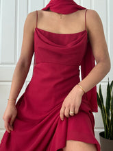 Load image into Gallery viewer, 1990's Vintage Bias Cut Cherry Red Cowl Neck Evening Gown (M/L)
