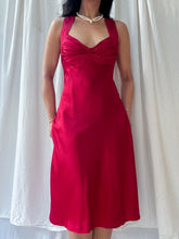 Load image into Gallery viewer, Vintage Calvin Klein Ruby Red Charmeuse Silk Bias Midi Gown (M/L)
