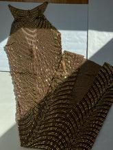 Load image into Gallery viewer, Glimmering Rhinestone Embellished Y2K Golden Goddess Evening Gown ( XS-M)
