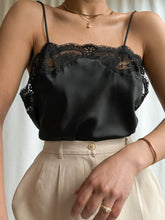 Load image into Gallery viewer, 1980s Christian Dior Black Lace-Trim Camisole · Made in USA (S-L)
