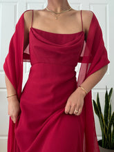 Load image into Gallery viewer, 1990's Vintage Bias Cut Cherry Red Cowl Neck Evening Gown (M/L)
