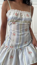 Load image into Gallery viewer, Floral Panel Handmade Drop Waist Mini Dress Handmade by Bella Rosalia (XS-M)

