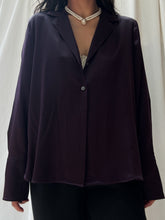 Load image into Gallery viewer, 100% Silk Eggplant Color Button Up Blouse (XS-L)
