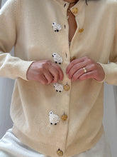 Load image into Gallery viewer, 100% Cashmere 1980’s Vintage Cardigan with Hand-Embroidered Sheep — Made in Scotland
