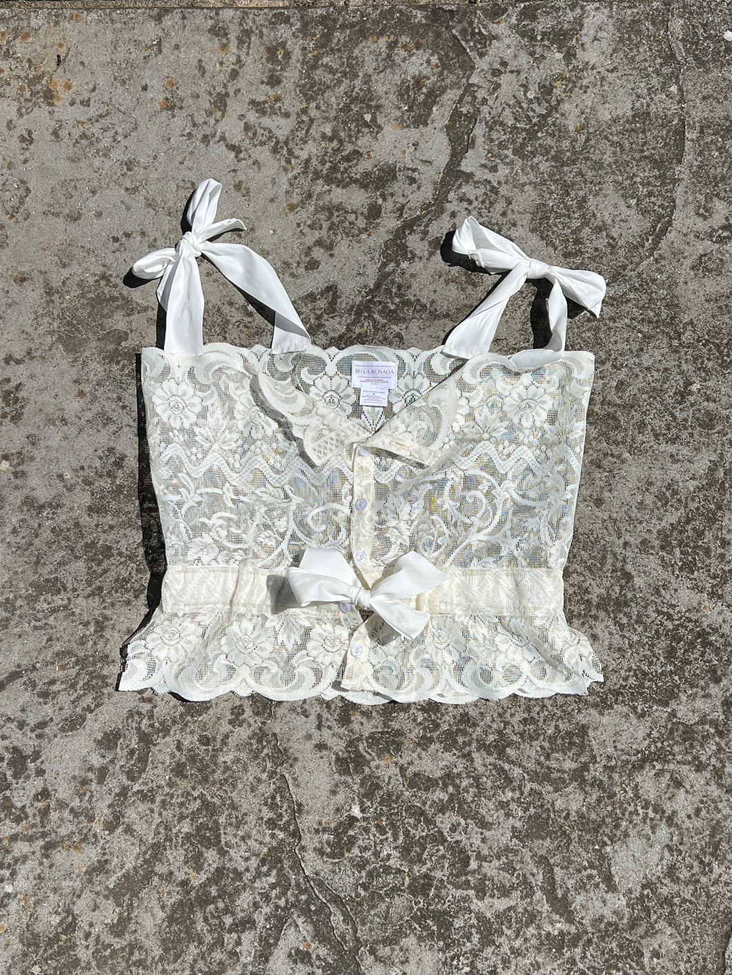 Handmade by Bella Rosalia- Ethereal Cream Lace Sweetheart Camisole Top (XS-M)