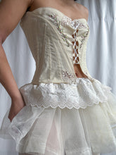 Load image into Gallery viewer, Ethereal Handmade Corset Top with Hand Embroidered Floral Detailing by Bella Rosalia (XS-M)
