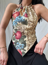 Load image into Gallery viewer, Handmade Backless Halter Tie Top Fruit Jacquard Pattern by Bella Rosalia (XS-M)
