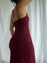 Load image into Gallery viewer, Y2k Asymmetrical Burgundy Cocktail Dress (XS-S) Made in USA
