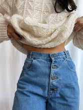 Load image into Gallery viewer, Hand Embroidered Floral Basket 90’s Denim Jeans by Bella Rosalia
