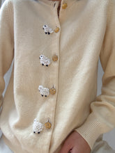 Load image into Gallery viewer, 100% Cashmere 1980’s Vintage Cardigan with Hand-Embroidered Sheep — Made in Scotland
