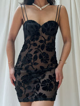 Load image into Gallery viewer, 1990s Victoria’s Secret Gold Label Mesh &amp; Velvet Burnout Slip Dress (XS-M)
