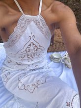Load image into Gallery viewer, Handmade Antique Lace Halter Bridal Gown by Bella Rosalia
