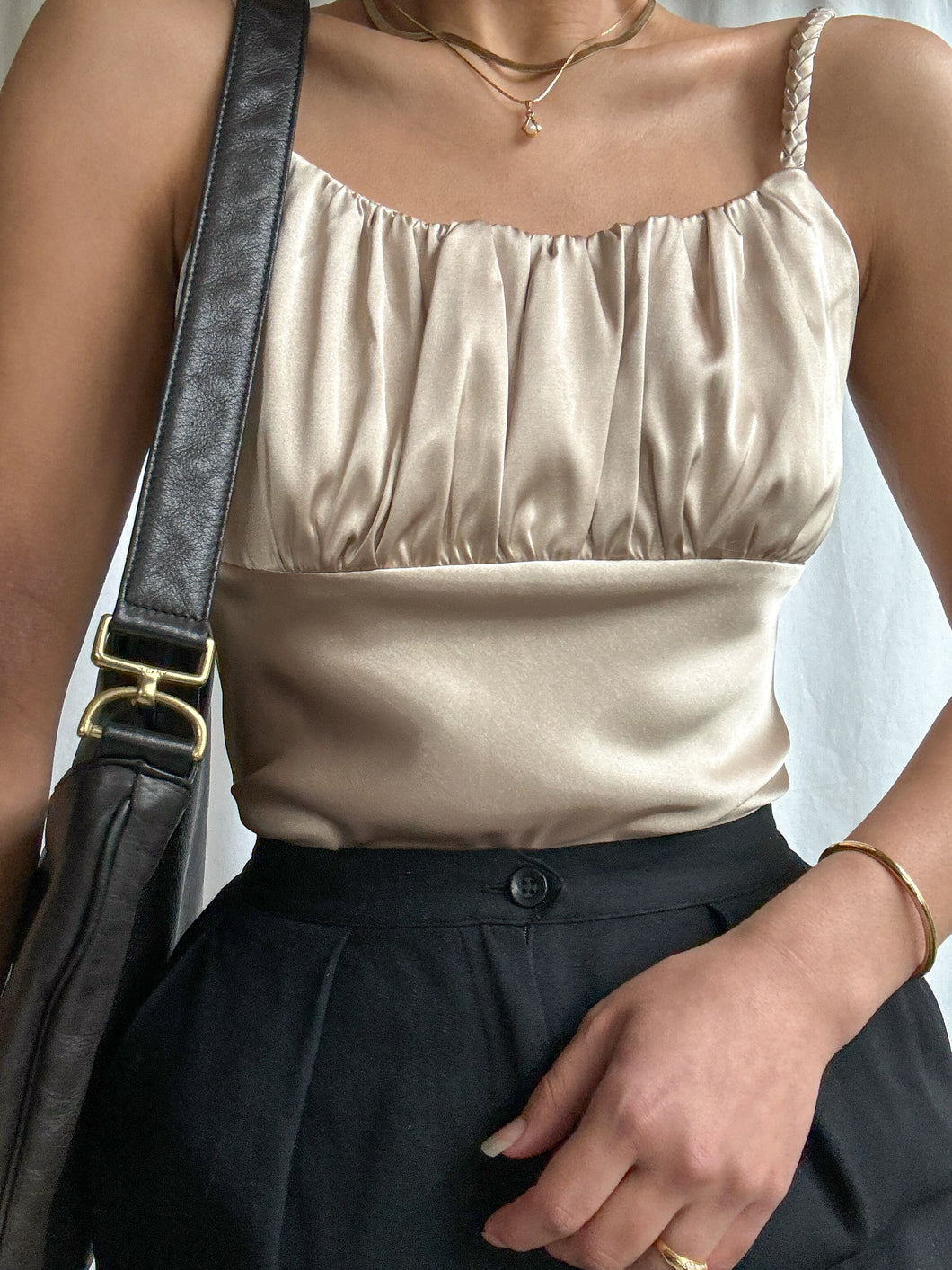 1990’s Satin Liquid Gold Tank Top Made in USA (XS-M)