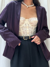 Load image into Gallery viewer, 100% Silk Eggplant Color Button Up Blouse (XS-L)

