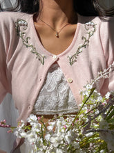 Load image into Gallery viewer, Hand-Embroidered Lily of the Valley Laura Ashley Cardigan by Bella Rosalia (M-XL)
