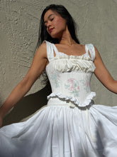 Load image into Gallery viewer, Handmade &quot;Belle&quot; Floral Printed Ruffled Cotton Corset Top by Bella Rosalia (XS-L)
