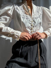 Load image into Gallery viewer, 1980’s Vintage Gunnie Sax Ivory Puff Sleeve Blouse (XS-M)
