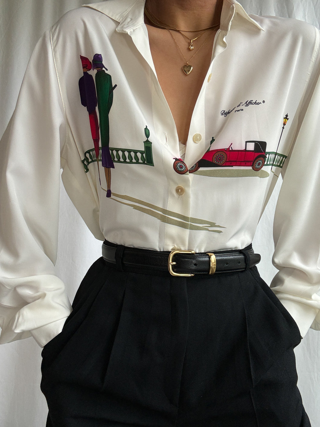 Defense D’Afficher Parisian Made Cream Button Up Blouse (XS-L)