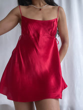 Load image into Gallery viewer, 2 pc Deadstock 100% Silk Scarlet Red Mini Slip Dress (XS-L)
