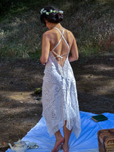 Load image into Gallery viewer, Handmade Antique Lace Halter Bridal Gown by Bella Rosalia

