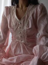 Load image into Gallery viewer, Ethereal 1970&#39;s Vintage Pink Princess Gown- Made in USA (XS-S)
