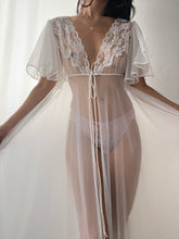 Load image into Gallery viewer, Romantic 1970&#39;s White Flowing Peignoir by Val Mode- Made in USA (XS-M)
