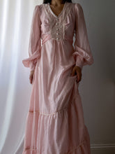 Load image into Gallery viewer, Ethereal 1970&#39;s Vintage Pink Princess Gown- Made in USA (XS-S)
