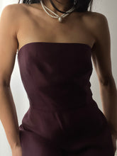 Load image into Gallery viewer, 100% Silk Mulberry Purple Strapless Summer Gown by Ann Taylor (M)
