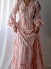 Load image into Gallery viewer, Ethereal 1970&#39;s Vintage Pink Princess Gown- Made in USA (XS-S)
