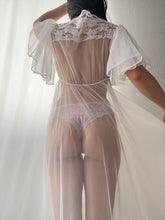 Load image into Gallery viewer, Romantic 1970&#39;s White Flowing Peignoir by Val Mode- Made in USA (XS-M)
