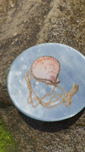 Load and play video in Gallery viewer, Ethereal Mermaid Seashell Necklace with Gold Trim
