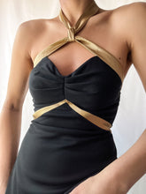 Load image into Gallery viewer, 1990’s Golden Arrow Goddess Halter Dress (S/M)
