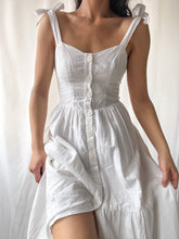 Load image into Gallery viewer, Modern Tiered 100% Cotton White Prairie Dress (XS/S)
