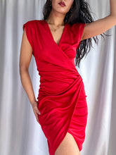 Load image into Gallery viewer, Y2k Cherry Red Mini Cocktail Dress with Gathered Side Jewels (XS-S)
