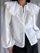 Load image into Gallery viewer, Modern 2000’s White Button Down Peasant Top w/ Balloon Sleeves (XS-M)
