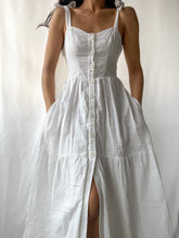 Load image into Gallery viewer, Modern Tiered 100% Cotton White Prairie Dress (XS/S)
