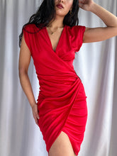 Load image into Gallery viewer, Y2k Cherry Red Mini Cocktail Dress with Gathered Side Jewels (XS-S)
