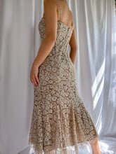 Load image into Gallery viewer, 2 Piece Pearl Beaded Lace Overlay Taupe Formal Gown &amp; Bolero Top (XS-S)
