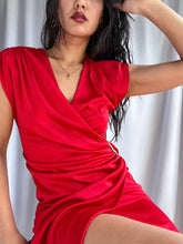 Load image into Gallery viewer, Y2k Cherry Red Mini Cocktail Dress with Gathered Side Jewels (XS-S)
