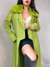 Load image into Gallery viewer, 2000’s Chartreuse Blazer Trench Coat with Detachable Faux Collar (S-XL)
