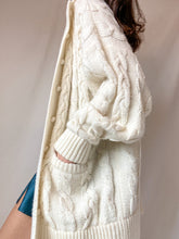 Load image into Gallery viewer, Incredible 90’s Cable Knit Ivory Cardigan (XS-XL)
