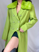 Load image into Gallery viewer, 2000’s Chartreuse Blazer Trench Coat with Detachable Faux Collar (S-XL)
